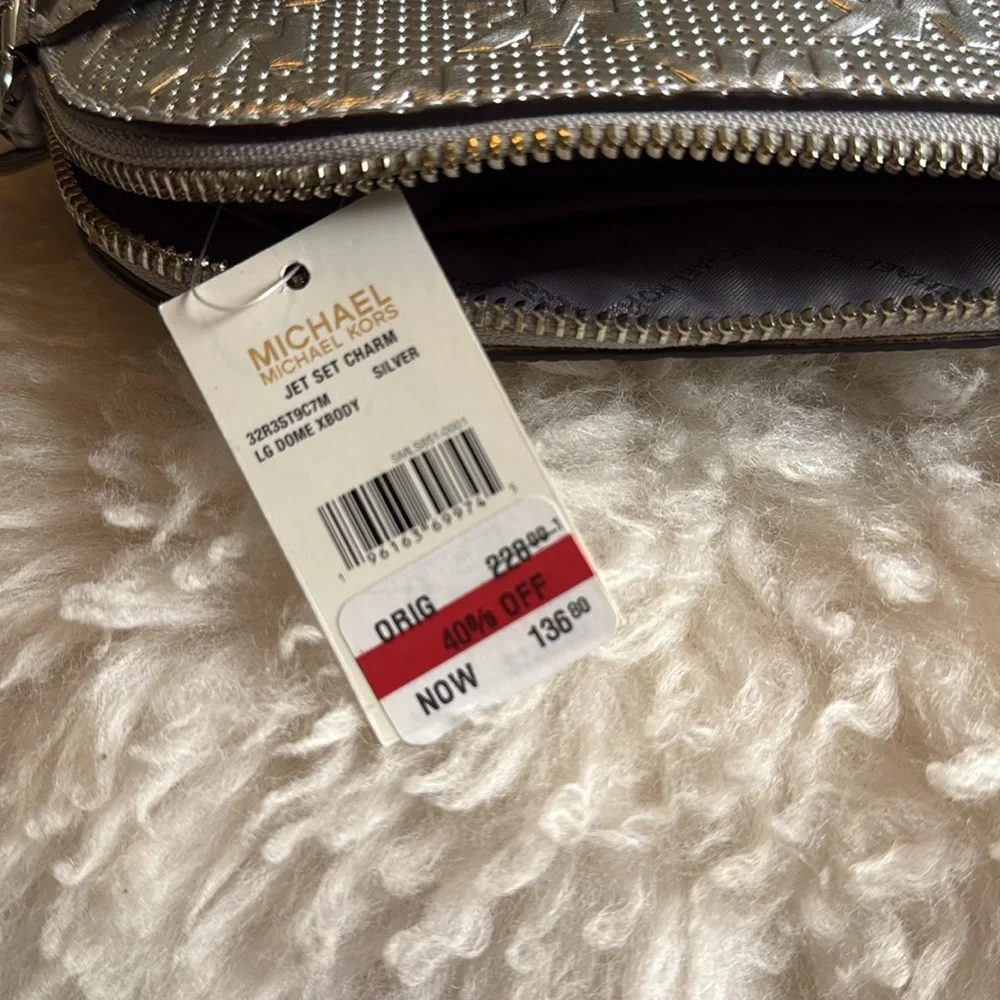 Michael Kors Metallic Silver Crossbody Bag - Picture 7 of 8